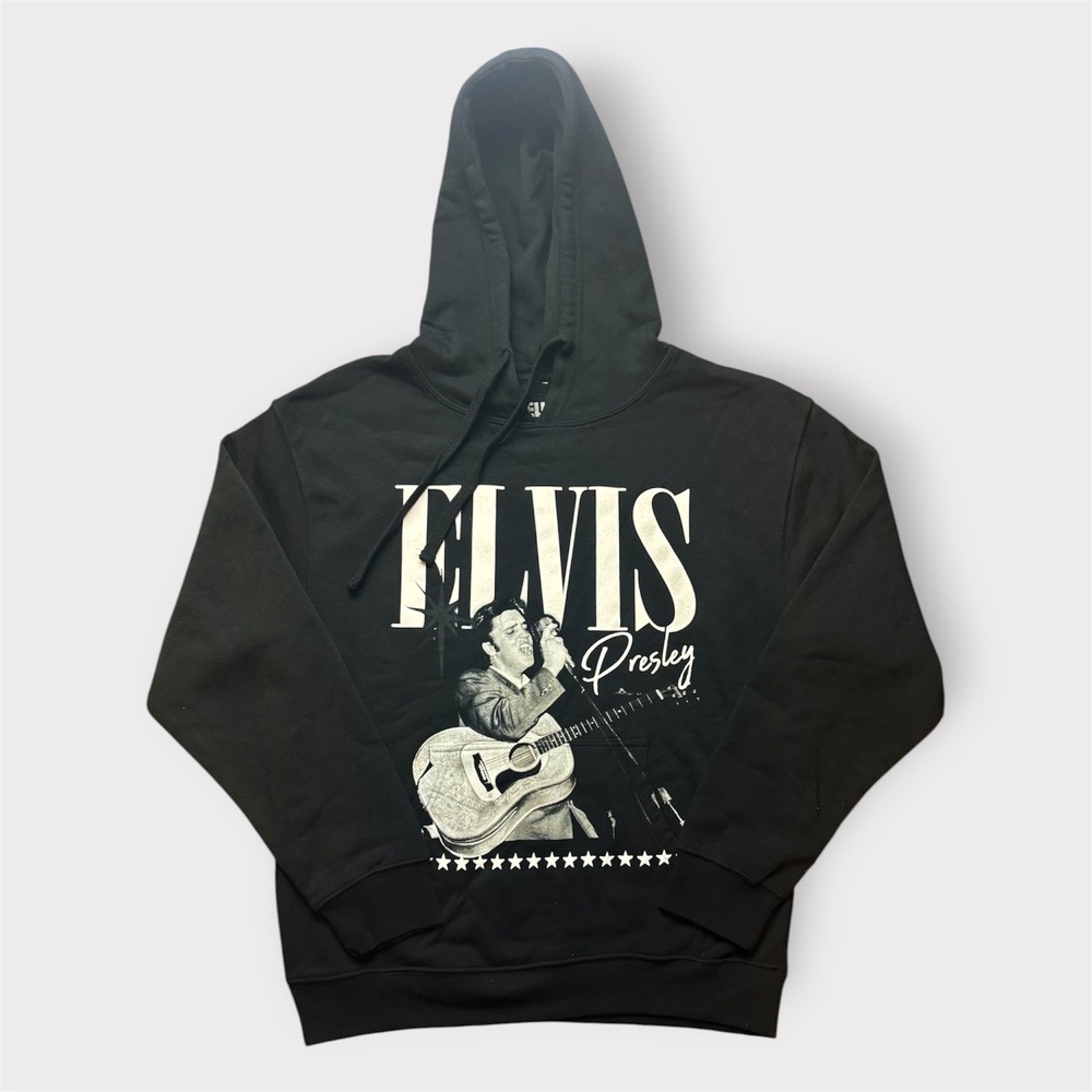 Elvis Presley Graphic Hoodie Black Mens Medium Ceremony of Roses‎ Rock Music